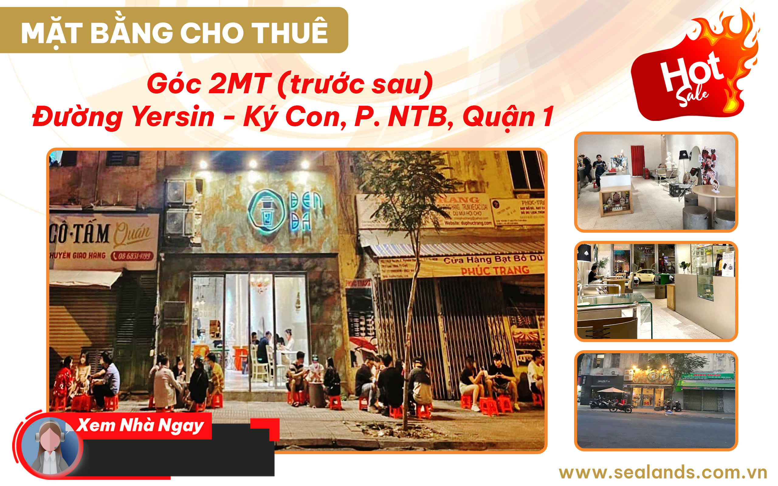 Cho thuê NNC, 2MT (trước sau) đường Yersin - Ký Con, P. NTB, Quận 1